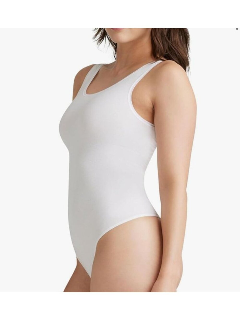 Essentials by Tummy Tank Bodysuit White L XL Shapewear Cotton Full Back NWT TT5-